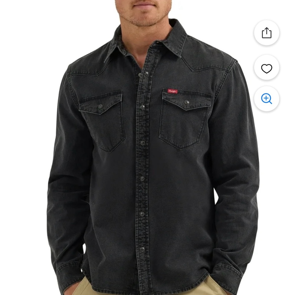 Wrangler Men's Dark Gray Casual Button Down Shirt
